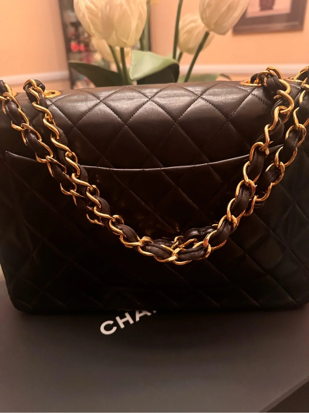 CHANEL Black Quilted Leather Single Flap with Gold CC hardware